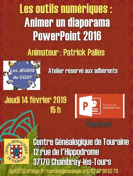 14 février 2019 - Les jeudis du CGDT - Animer un diaporama PowerPoint 2016