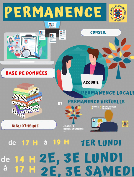 2 décembre 2024 - Permanence au local ou à distance 17 h - 19 h