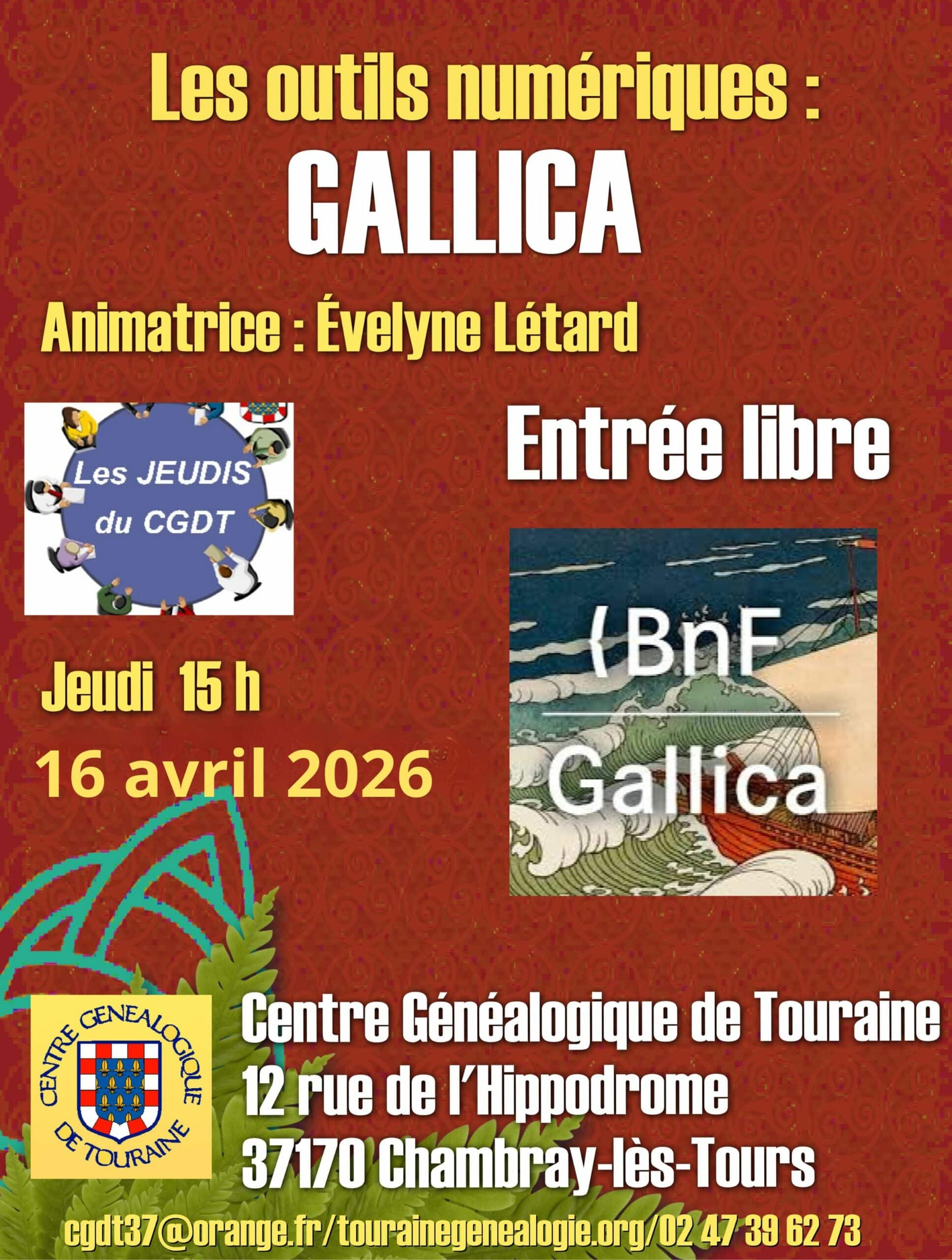 16 avril 2026 - Les jeudis du CGDT - Les outils numériques : Gallica (au local et à distance)