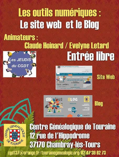 20 avril 2023 - Les jeudis du CGDT - Les outils numériques : Le site Web et le Blog (Atelier au local et à distance)