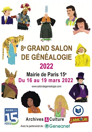 16, 17, 18 et 19 mars 2022 - 8e Salon de Généalogie - Mairie du XVe