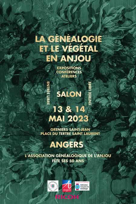 13 et 14 mai 2023 Angers - Rencontre généalogique et les 50 ans de l'Association Généalogique de l'Anjou
