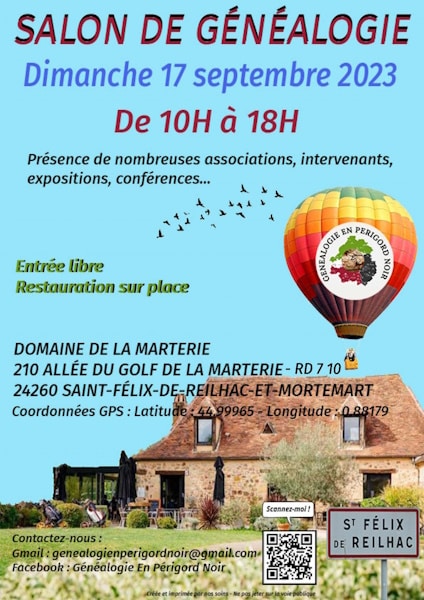 17 septembre 2023 - Salon de Généalogie à Saint Félix de Reilhac