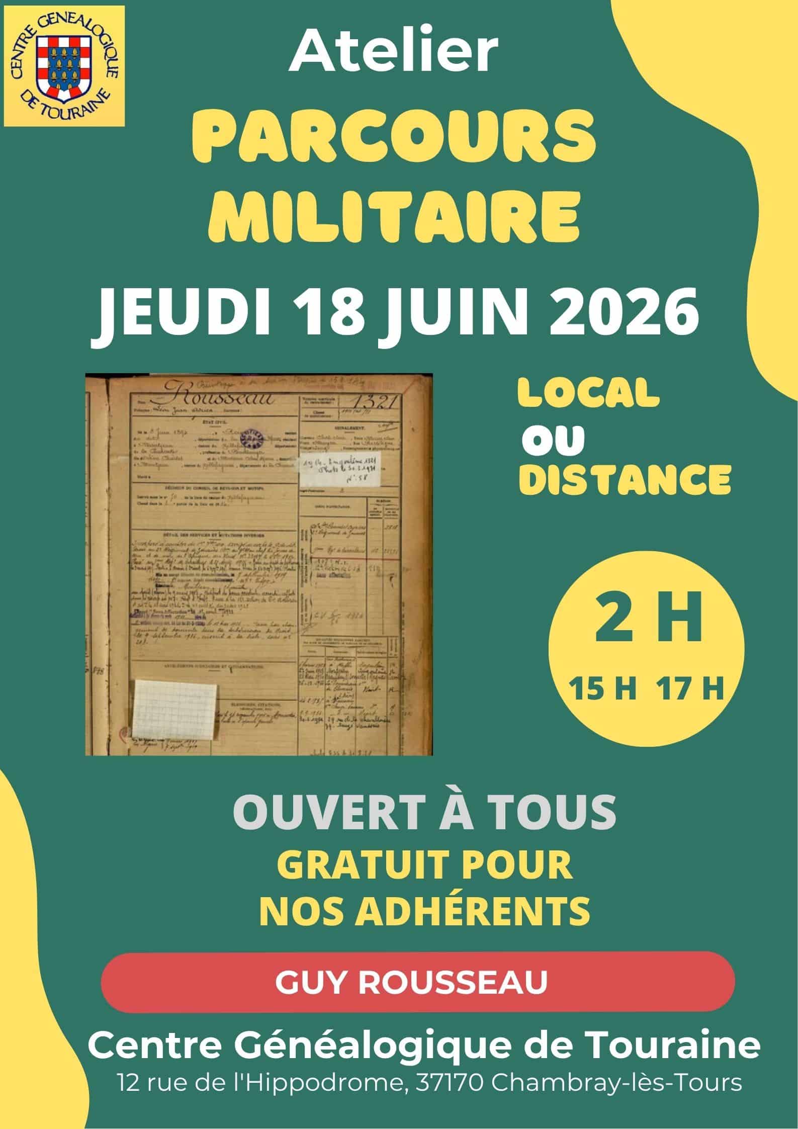 18 juin 2026 - Les jeudis du CGDT - "Le parcours militaire" au local ou à distance