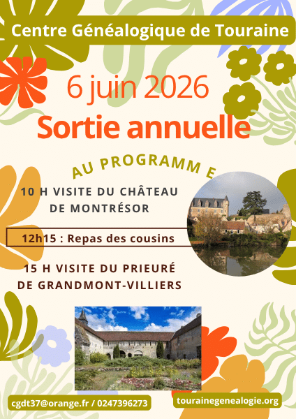 6 juin 2026 - Sortie annuelle château de Montrésor et Prieuré de Grandmont-Villiers